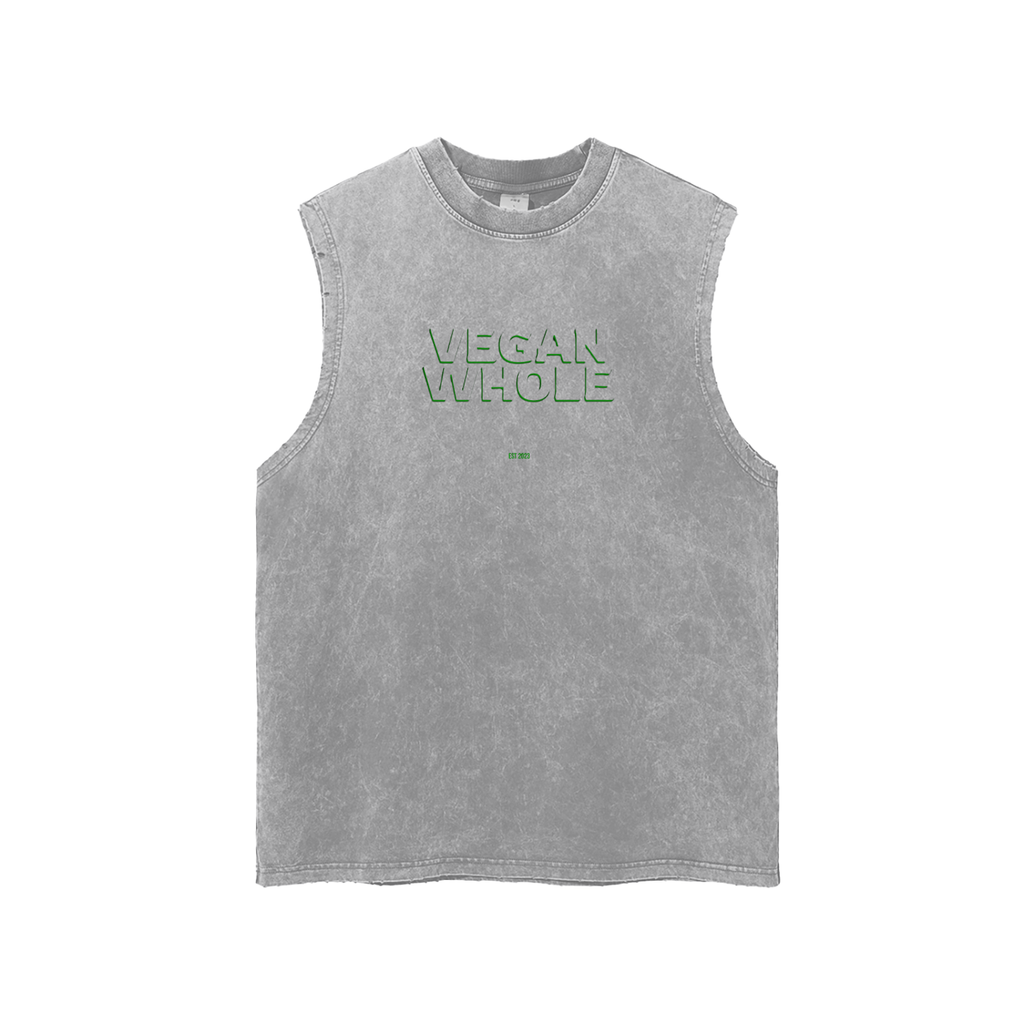 WhoreBiVore| Snow Washed Frayed Hem Tank Top